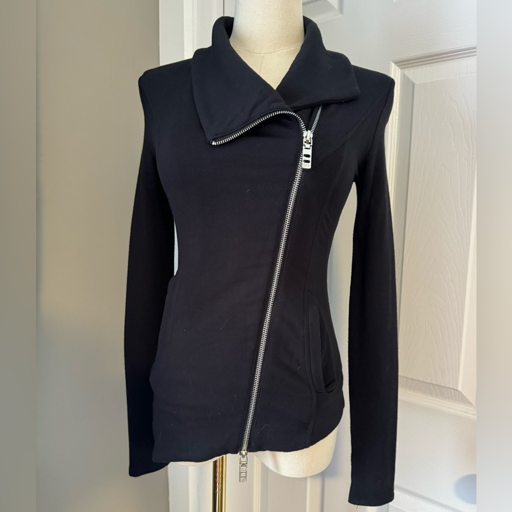 Parasuco Full Zip Woman Asymmetrical Zip Jacket Cardigan Black XS
